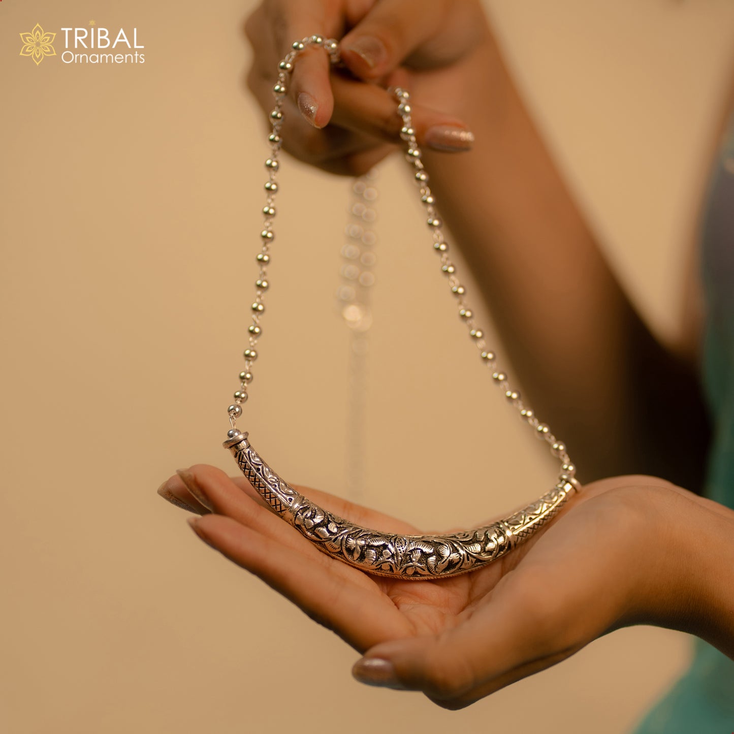 18 to 24" long Vintage Indian traditional style trendy 925 sterling silver chitai necklace, choker tribal jewelry SET700