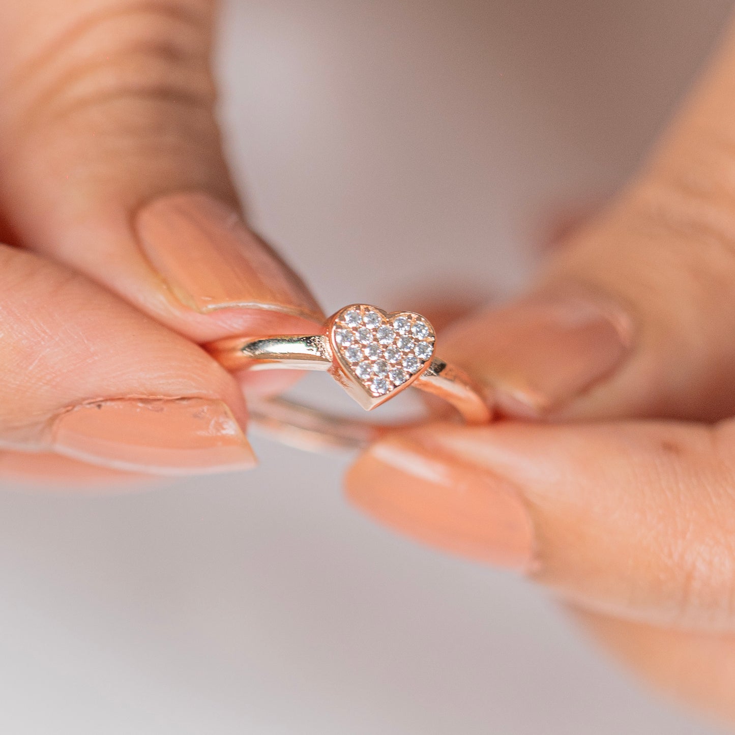 Heart design rose gold silver ring - TRIBAL ORNAMENTS