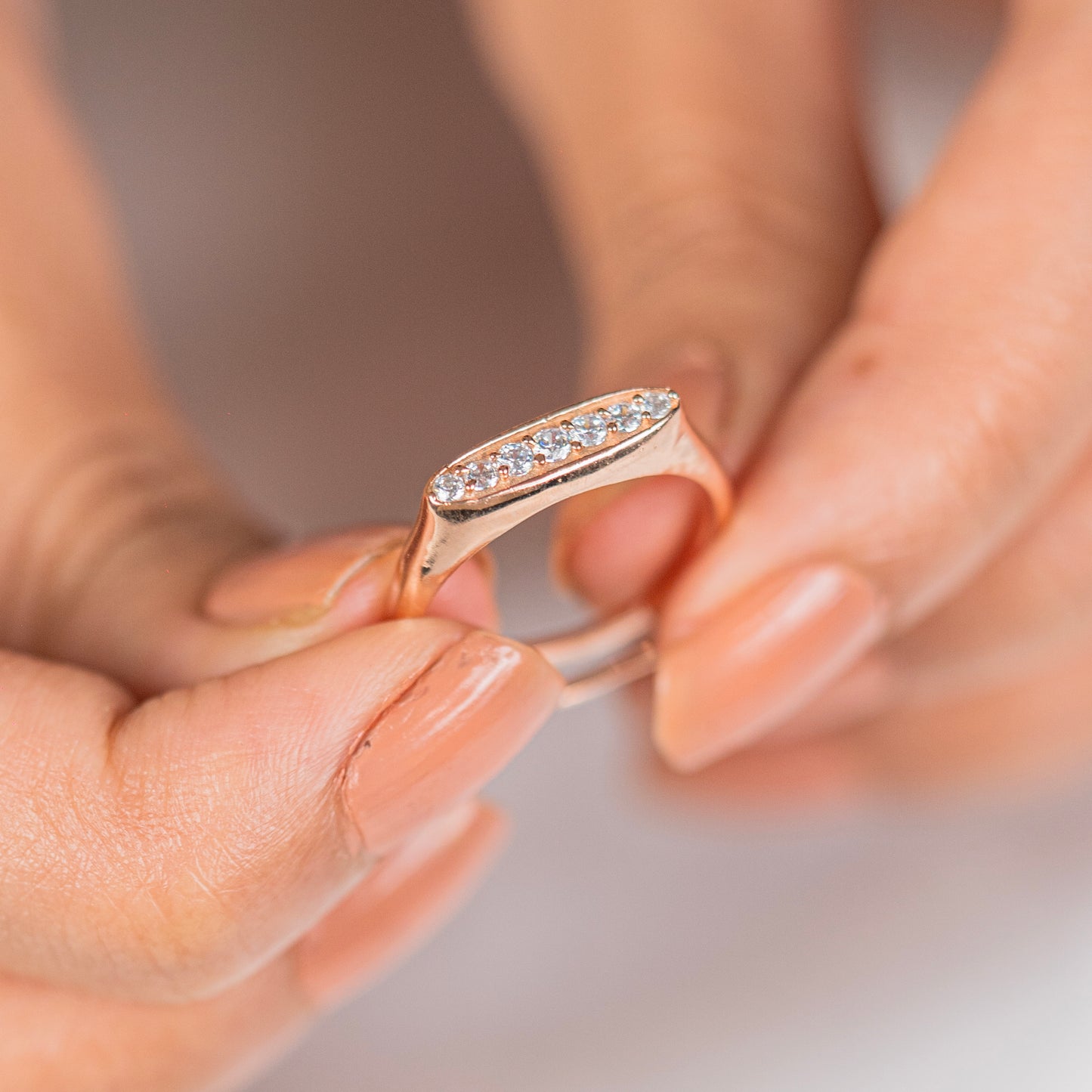 Fancy design diamond rose gold silver ring - TRIBAL ORNAMENTS