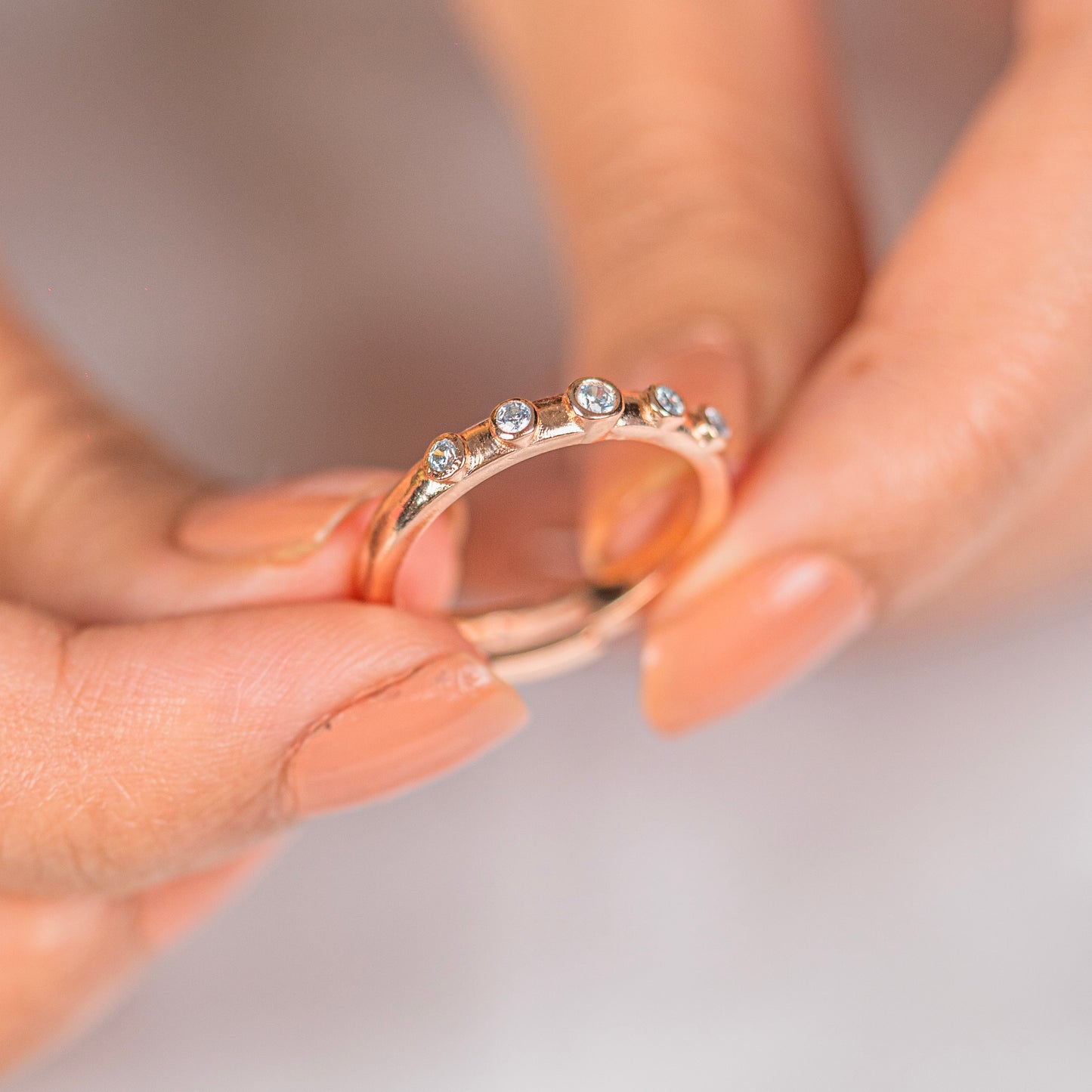 White diamond stylish rose gold silver ring - TRIBAL ORNAMENTS