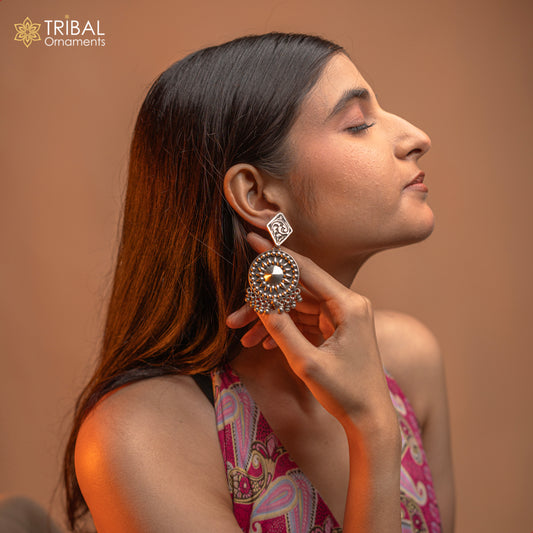 925 Sterling silver handmade flower design stud earrings hanging drops, excellent customized penalized bridesmaid girls jewelry ear1092