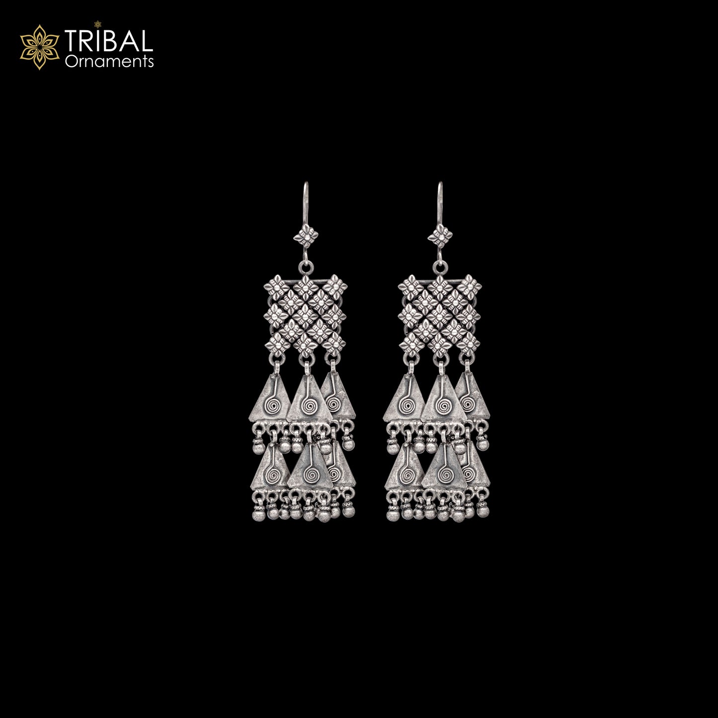 925 sterling silver ethnic choras design drop dangle earring banjara jewellery s1348 - TRIBAL ORNAMENTS