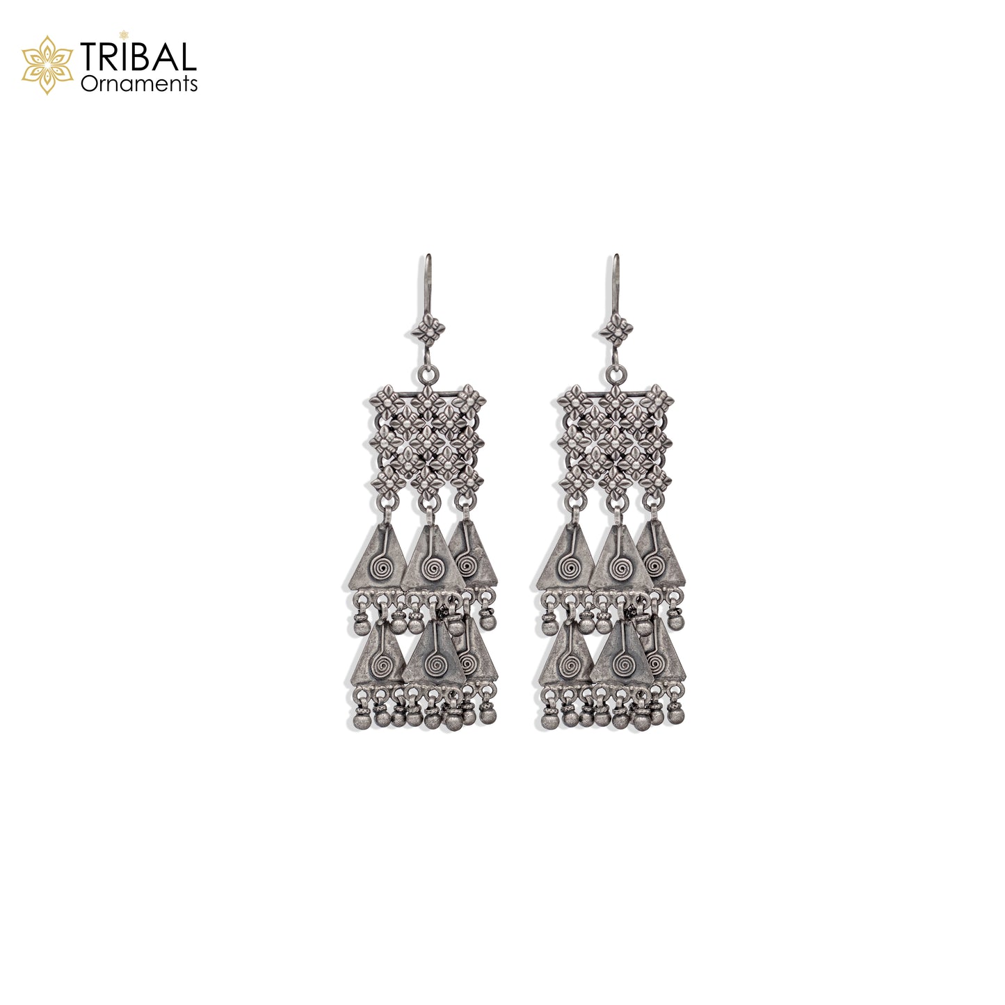 925 sterling silver ethnic choras design drop dangle earring banjara jewellery s1348 - TRIBAL ORNAMENTS