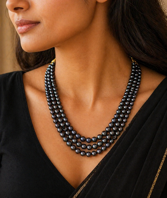 Freshwater pearl necklace set with 399 carats, 4-9mm pearls in three-layer design, suitable for wedding or daily wear jewelry.