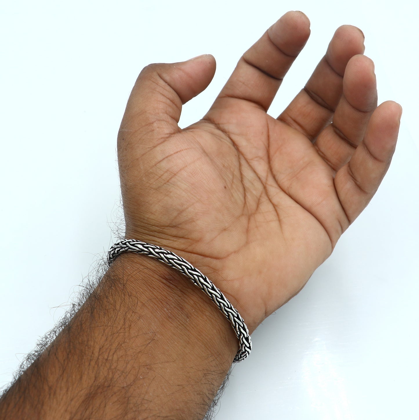 8"/ 8.5" 5mm 925 sterling silver wheat design chain customized design handmade silver bracelet unisex indian tribal jewelry sbr756 - TRIBAL ORNAMENTS