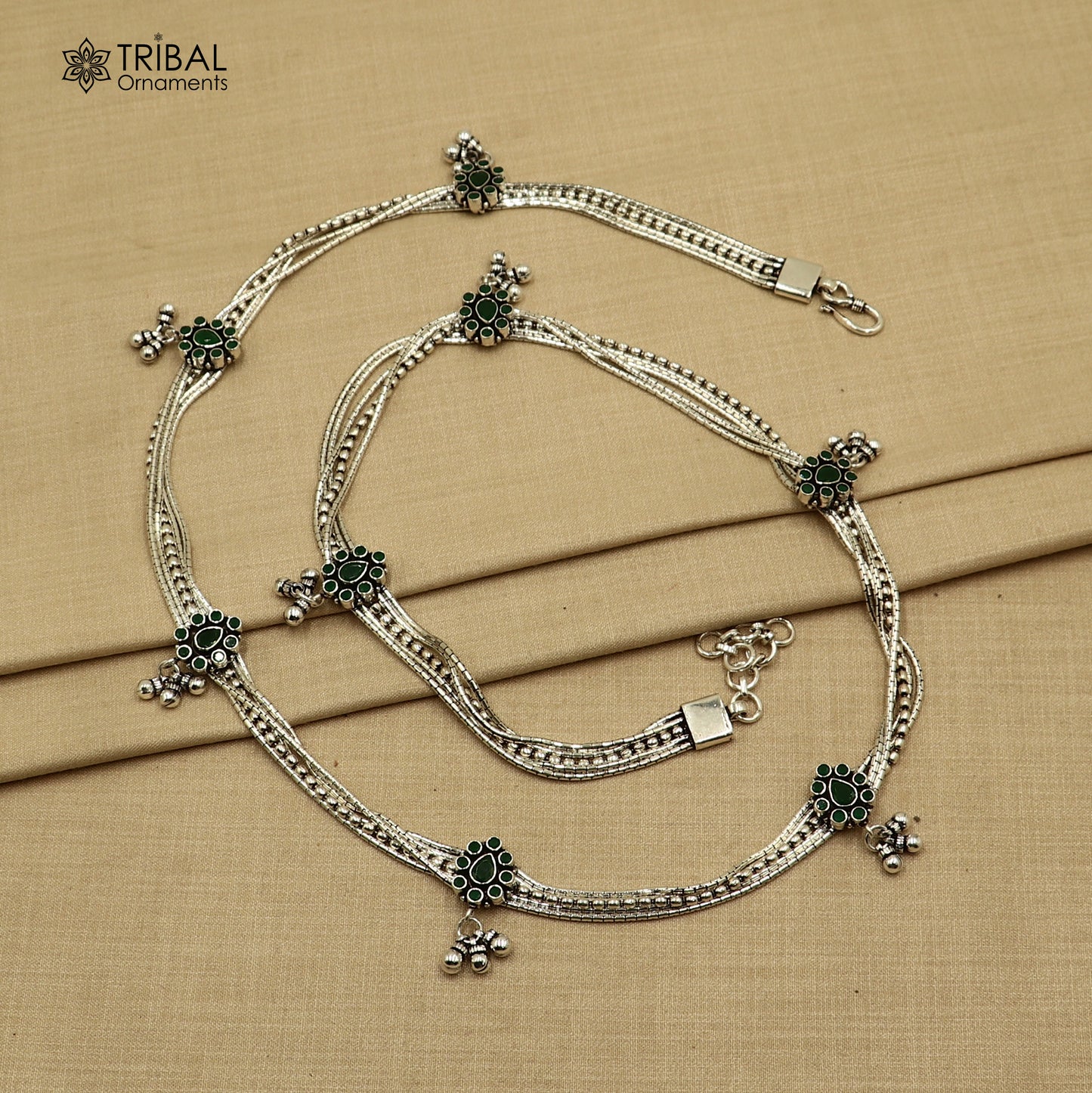 925 Sterling silver adjustable multiline vintage design belly chain waist ,Saree chain wch29