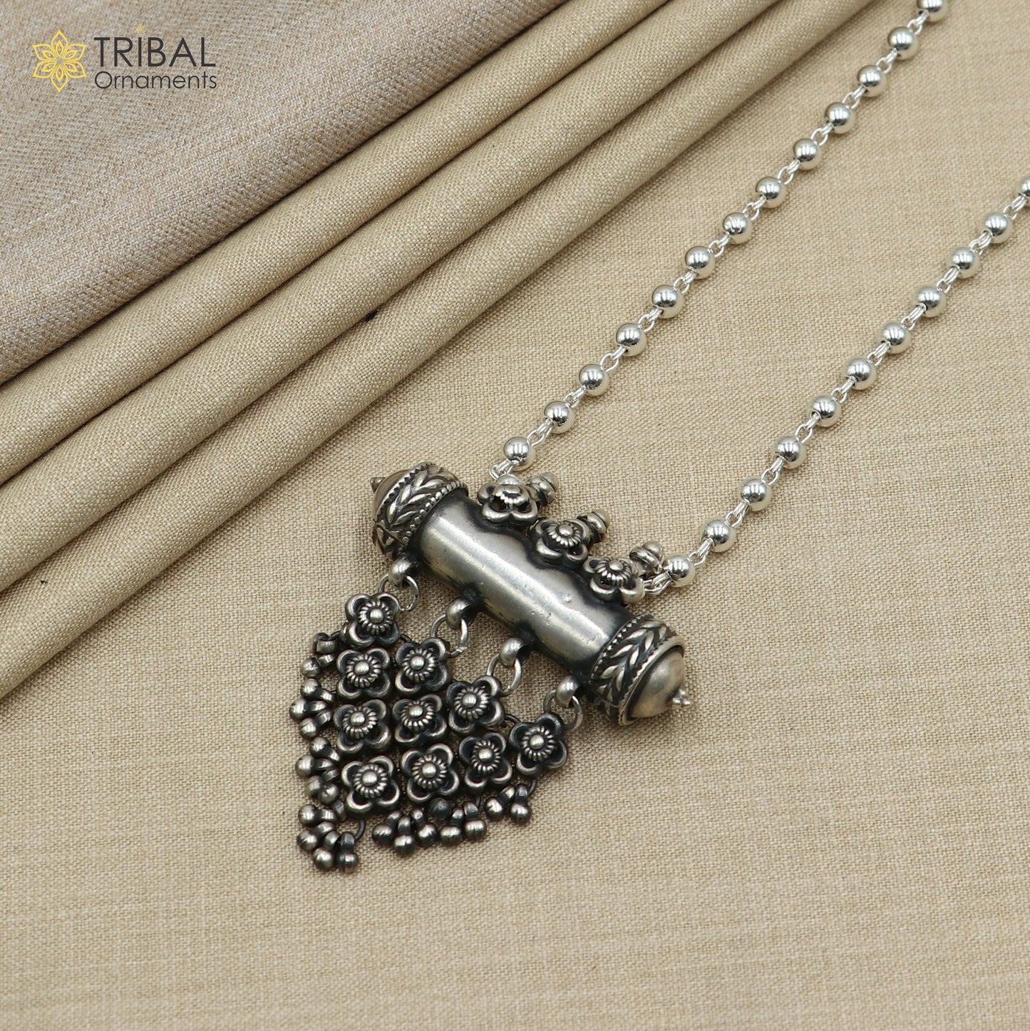 4 mm 26 inches beaded chain 925 sterling silver amulet ethnic necklace tribal jewelry set727