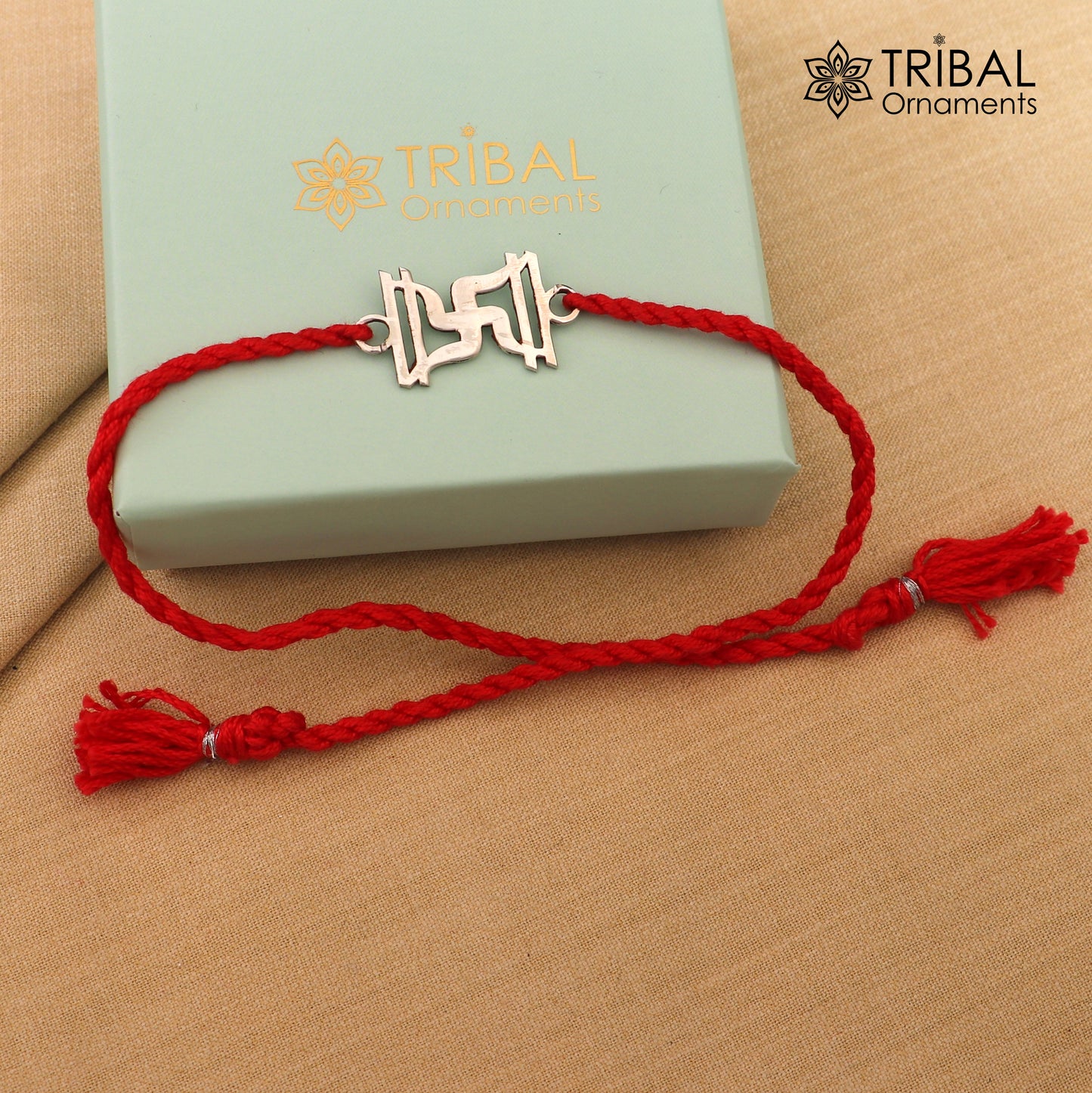 925 sterling silver Swastika with red thread Best sibling gift rk410