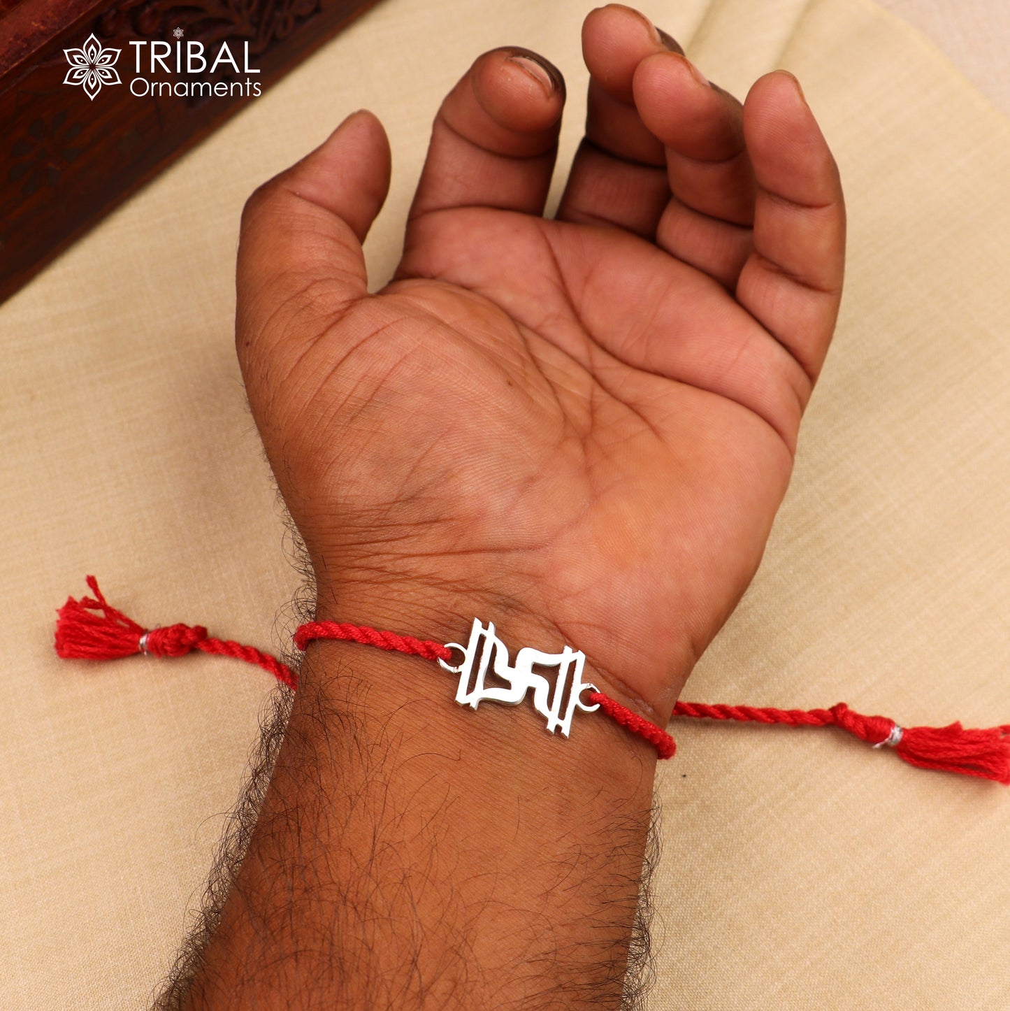 925 sterling silver Swastika with red thread Best sibling gift rk410