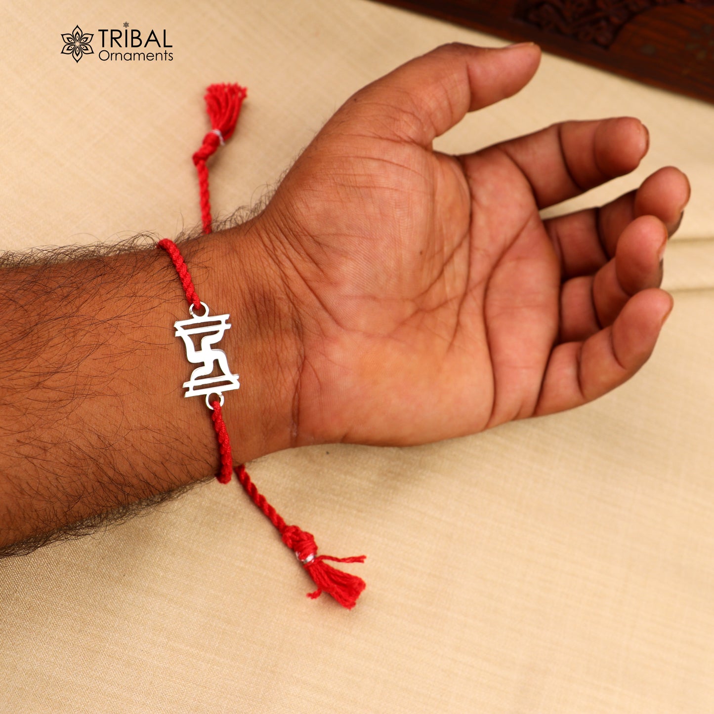 925 sterling silver Swastika with red thread Best sibling gift rk410