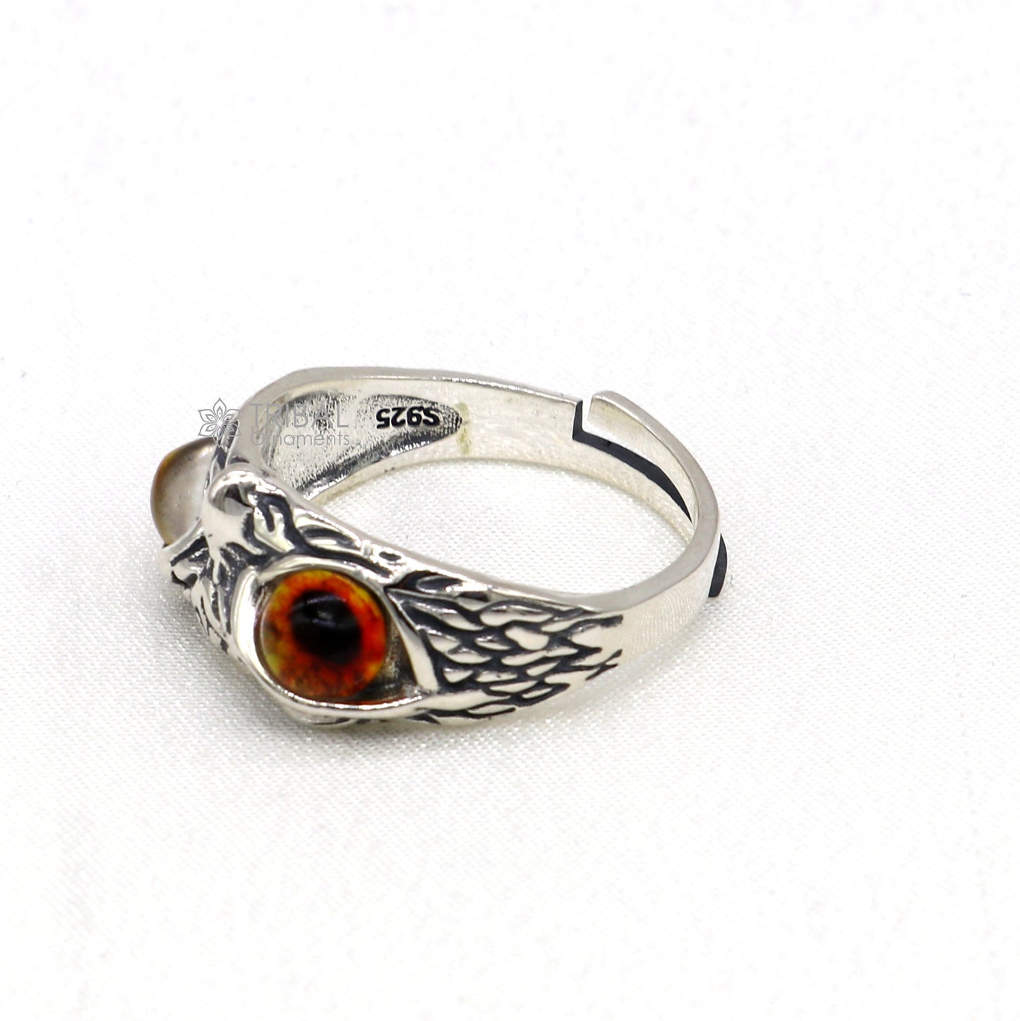 925 sterling silver yelloweyes Owl Ring ,Bird Ring , Bird Lover Jewelry sr715 - TRIBAL ORNAMENTS