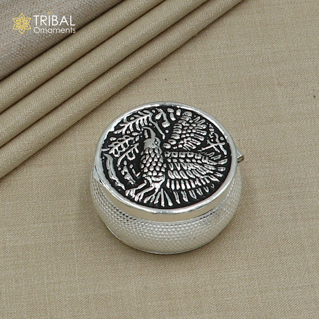 925 sterling silver bird design trinket,casket, Sindoor box brides jewelry stb881