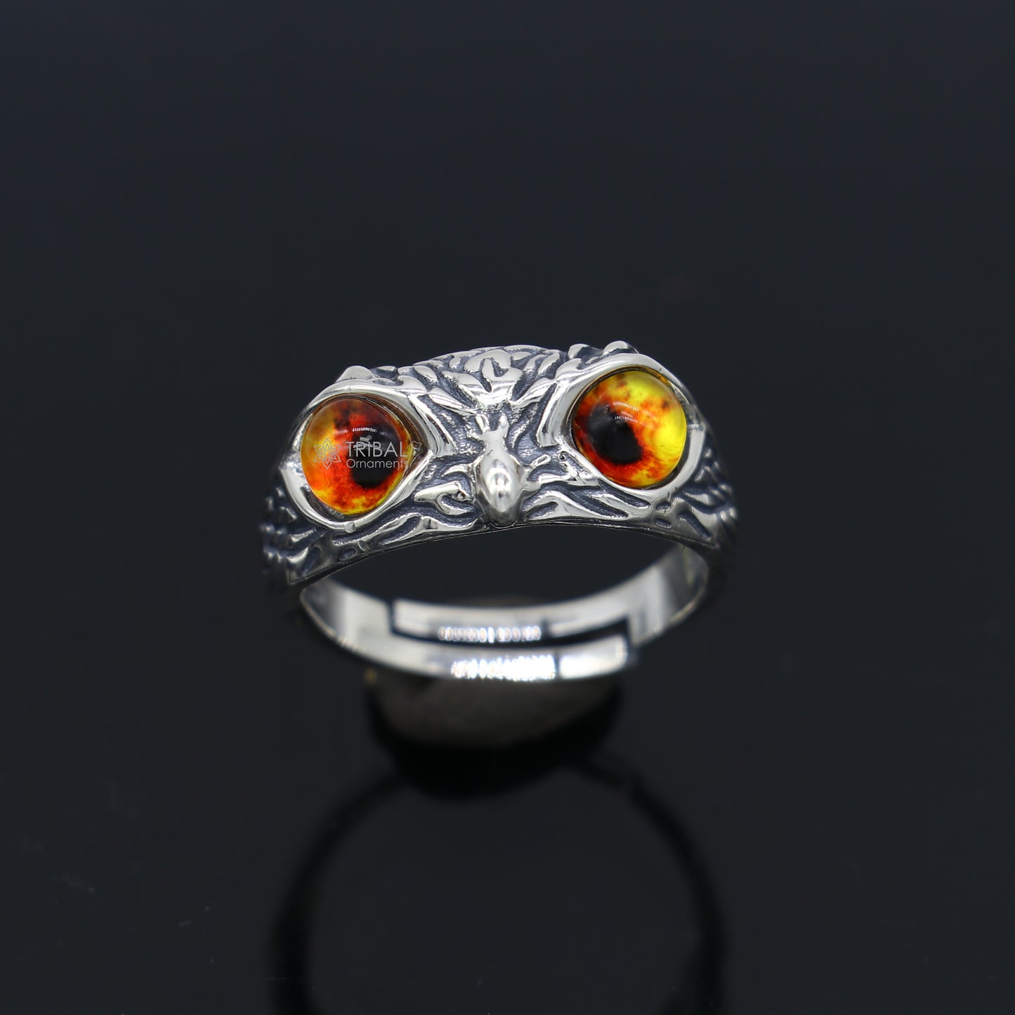 925 sterling silver yelloweyes Owl Ring ,Bird Ring , Bird Lover Jewelry sr715 - TRIBAL ORNAMENTS