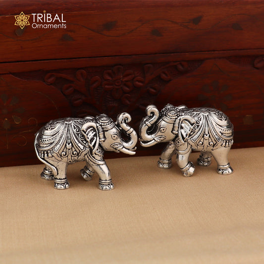 925 Sterling silver vintage design baby elephant statue or sculpture, puja article for home art849