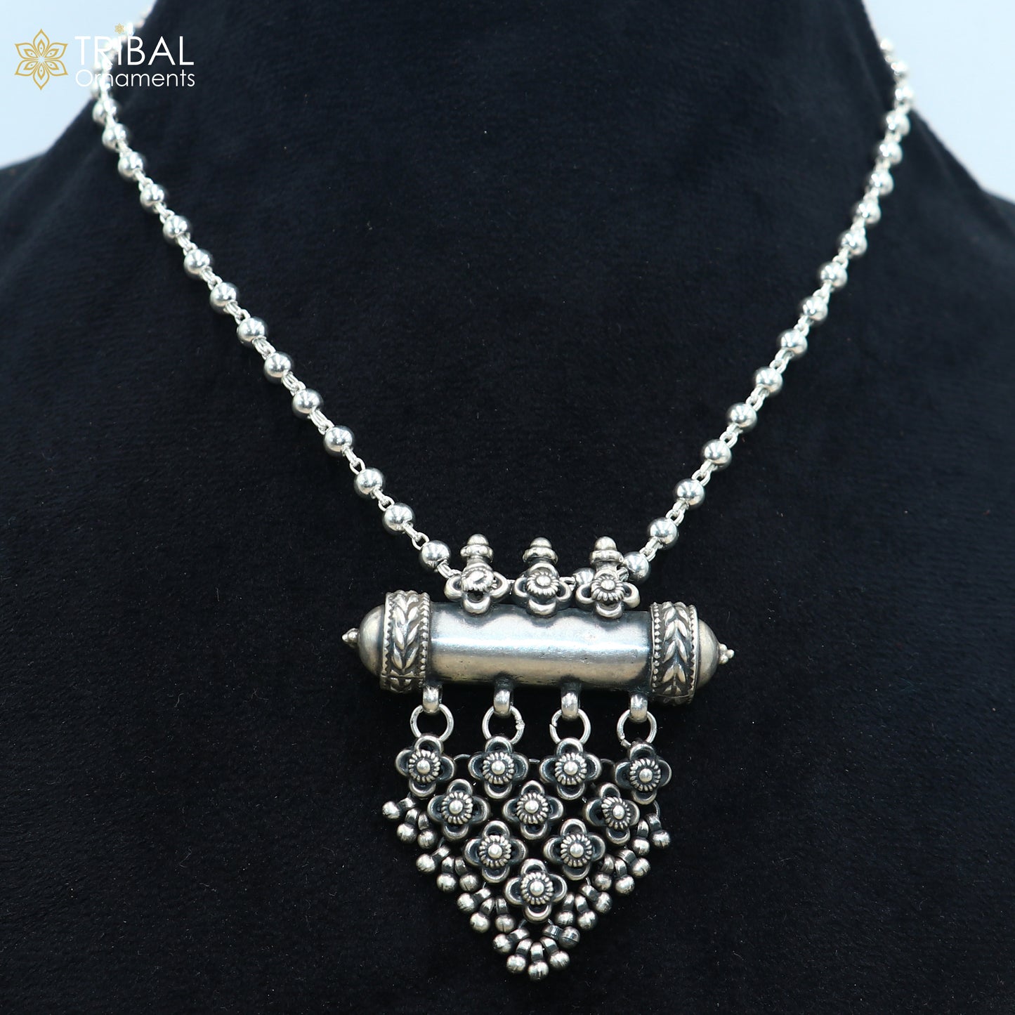 4 mm 26 inches beaded chain 925 sterling silver amulet ethnic necklace tribal jewelry set727