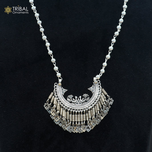 4 mm 26 inches beaded chain 925 sterling silver vintage design ethnic necklace tribal jewelry set729