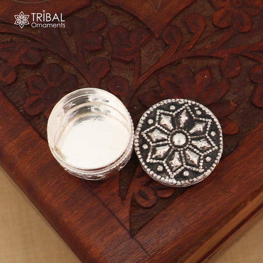 925 sterling silver flower design trinket box , casket box, Sindoor box brides jewelry stb889