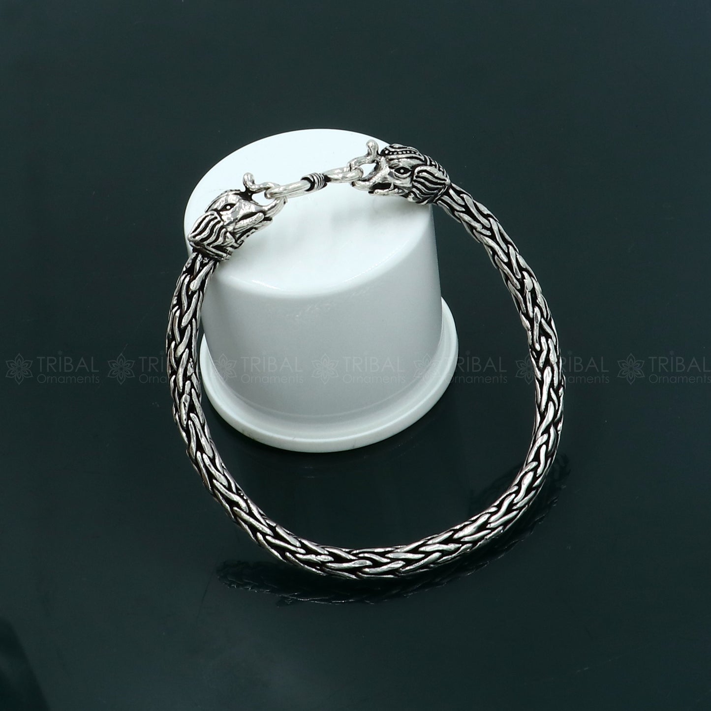 925 Sterling silver handmade solid elephant face design chain bracelet flexible bracelet unisex jewelry from india sbr764 - TRIBAL ORNAMENTS
