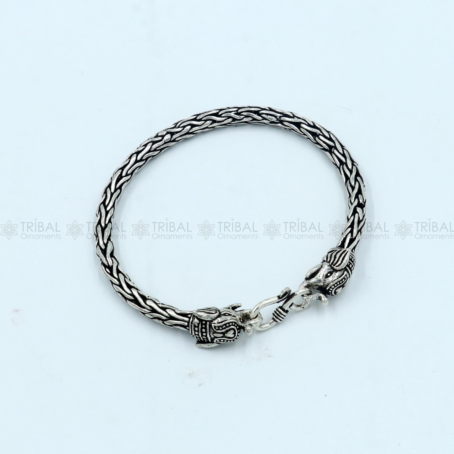 925 Sterling silver handmade solid elephant face design chain bracelet flexible bracelet unisex jewelry from india sbr764 - TRIBAL ORNAMENTS