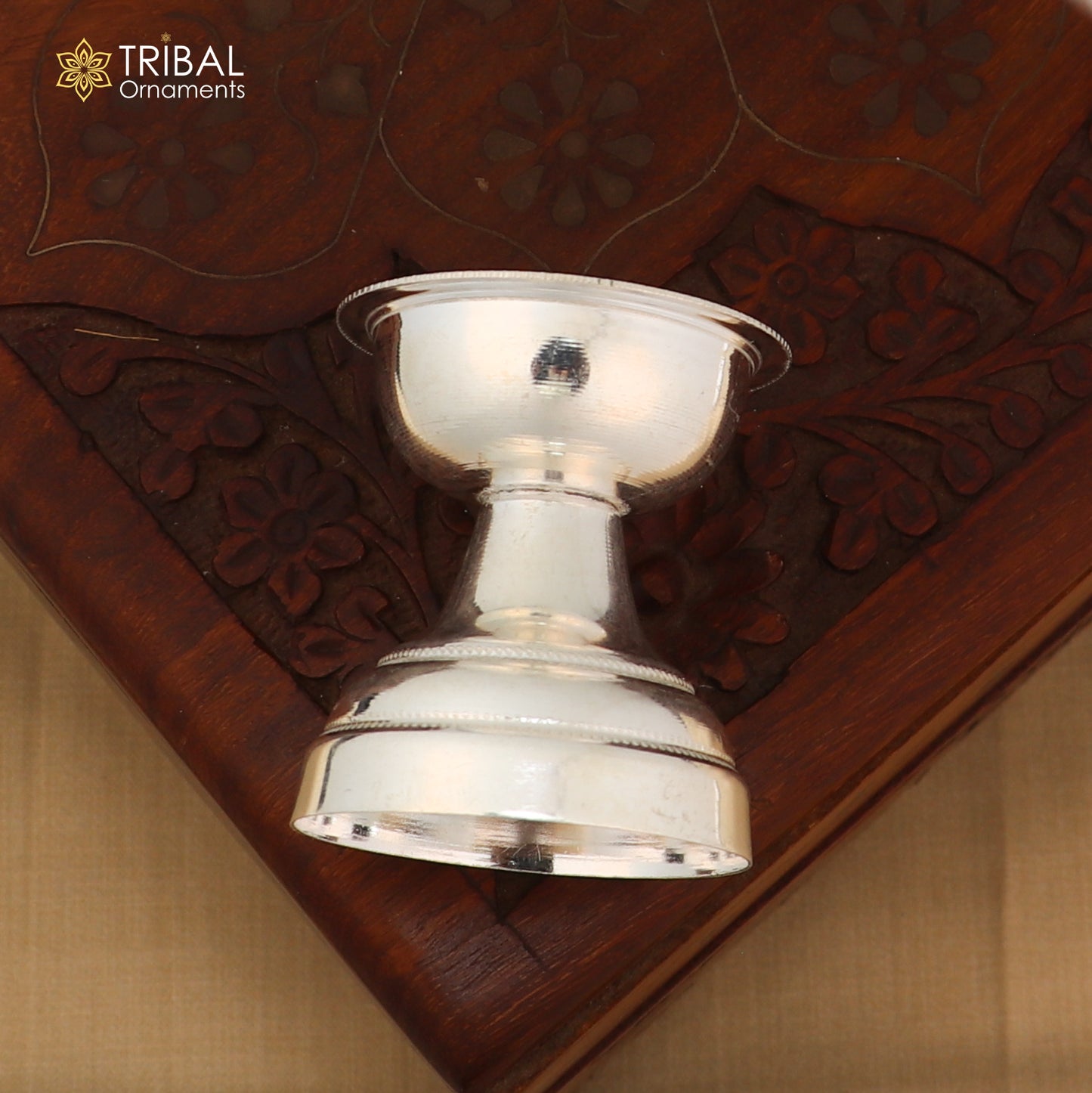 925 sterling silver oil lamp, silver Deepak, silver temple article, Diwali puja utensils art su1381
