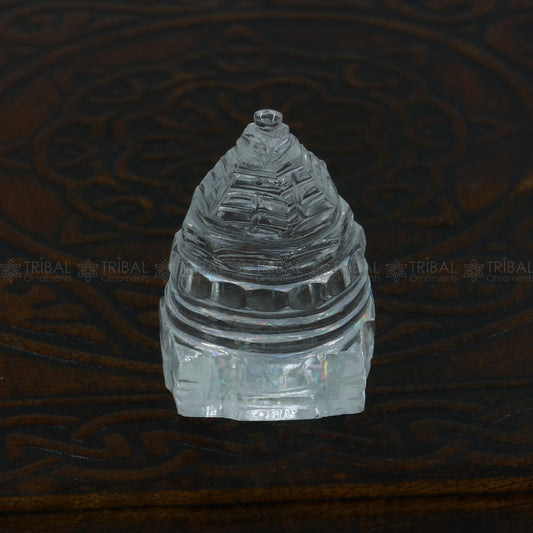 Crystal / sphatik pyramid of shree yantra, Parad Mahalakshmi Yantram for wealth and prosperity art795 - TRIBAL ORNAMENTS
