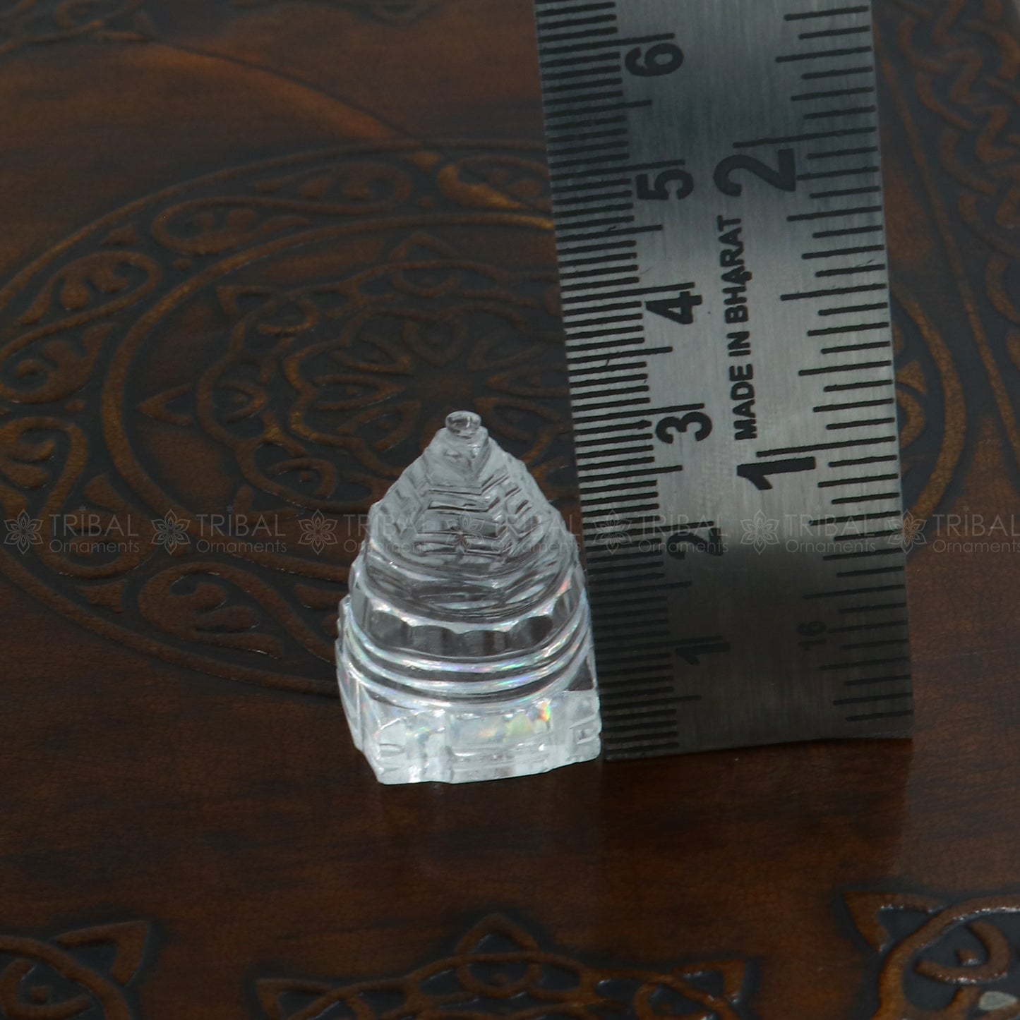 Crystal / sphatik pyramid of shree yantra, Parad Mahalakshmi Yantram for wealth and prosperity art795 - TRIBAL ORNAMENTS