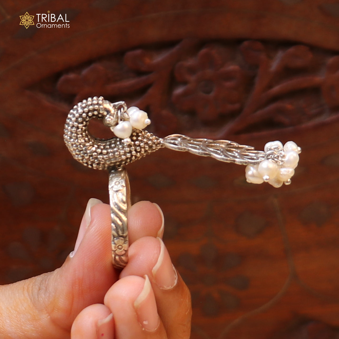 925 sterling silver peacock design stylish ring with adjustable size traditional jewelry sr828