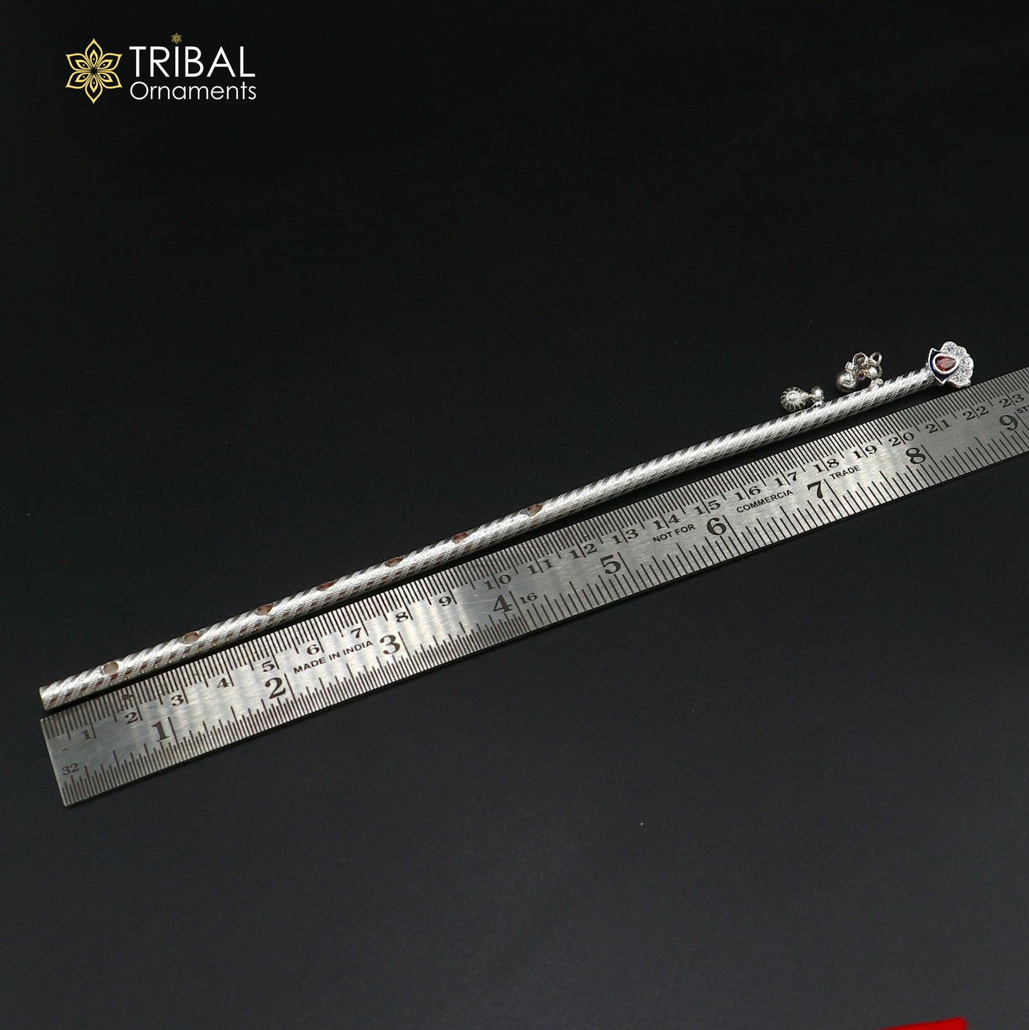 9" 925 sterling silver stylish design bansuri laddu Gopala flute, Krishna flute su1375