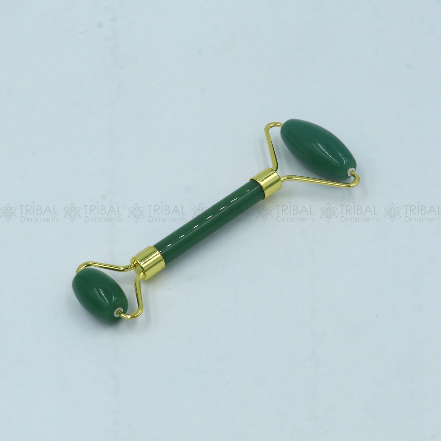 Facial Massage Roller handmade Natural Green jade roller Facial Massage Roller for Body, Face, Neck, Eyes art796 - TRIBAL ORNAMENTS