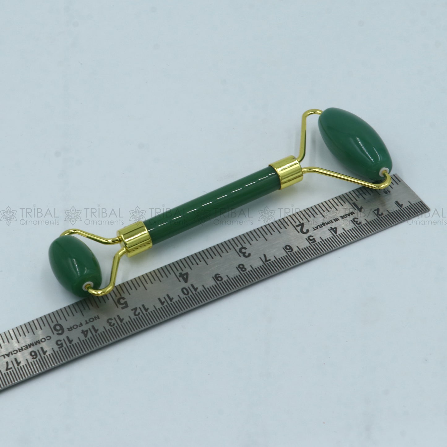 Facial Massage Roller handmade Natural Green jade roller Facial Massage Roller for Body, Face, Neck, Eyes art796 - TRIBAL ORNAMENTS