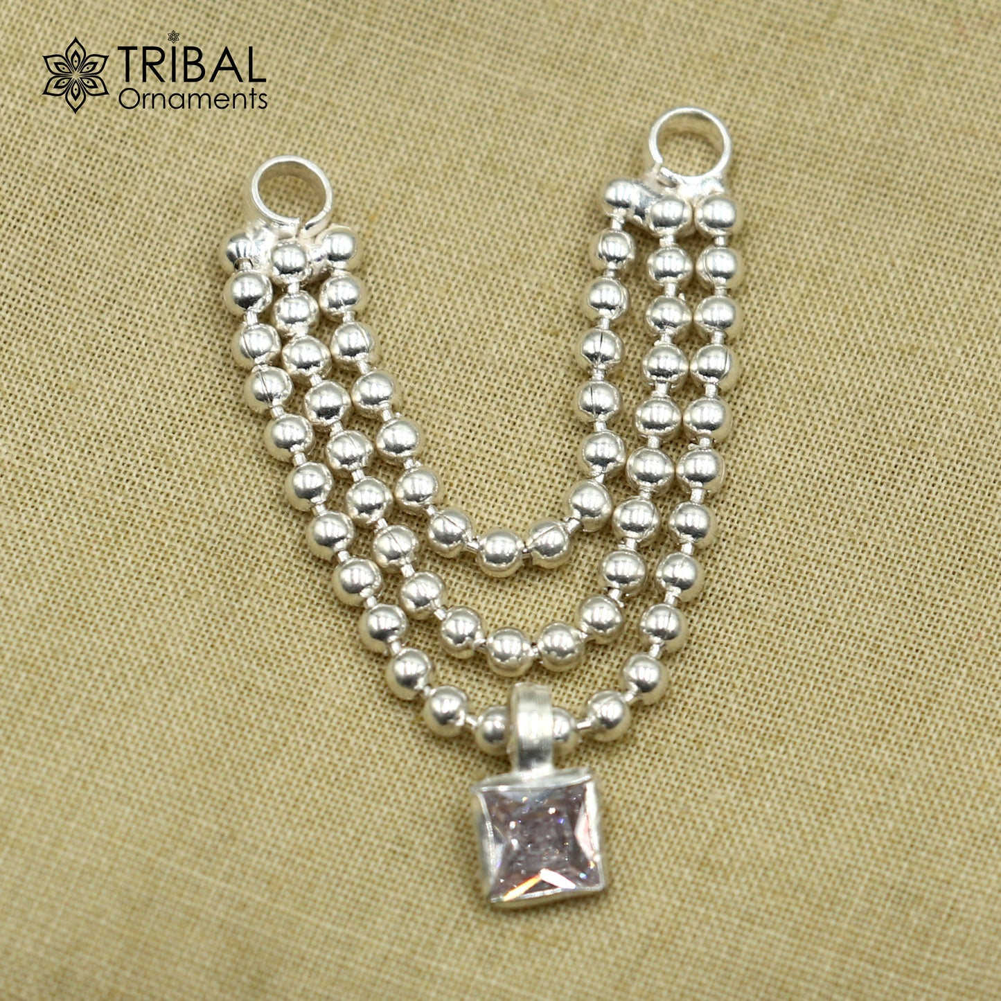 925 sterling silver 3 line beaded chain necklace for Lord Krishna Laddu Gopala jewelry set749