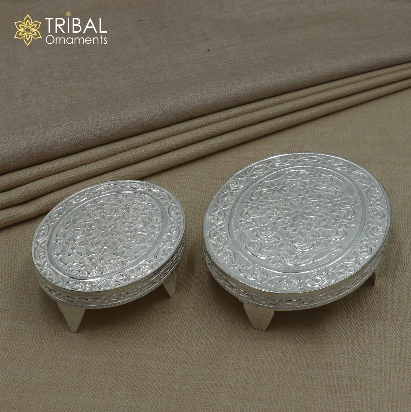 925 Sterling silver Oval shape bazot / chouki pooja utensils su1348