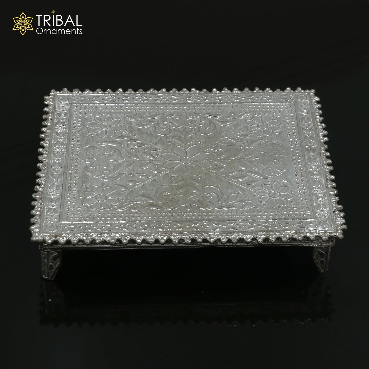 925 Sterling silver square shape bazot / chouki pooja utensils su1349