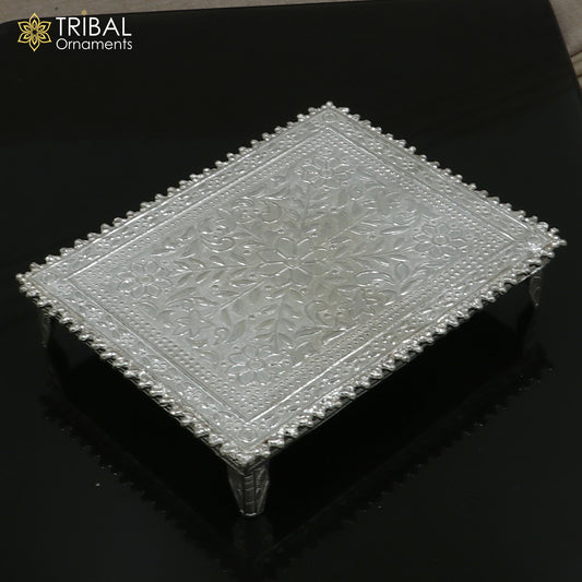 925 Sterling silver square shape bazot / chouki pooja utensils su1349