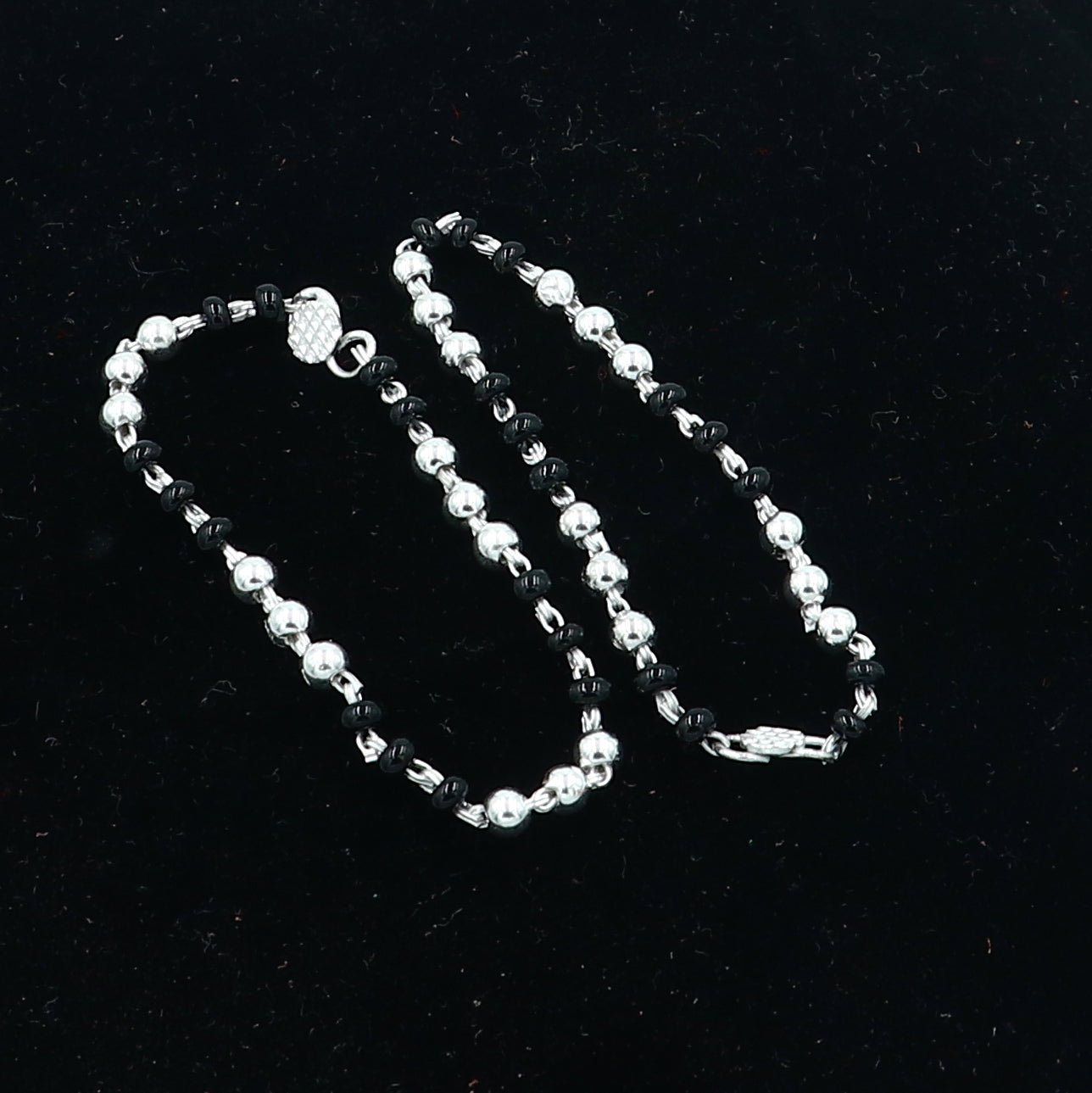 925 sterling silver customized black beads krishna necklace or baby Nazariya bracelet or anklets protect from evil eyes baby bracelet bbr504 - TRIBAL ORNAMENTS
