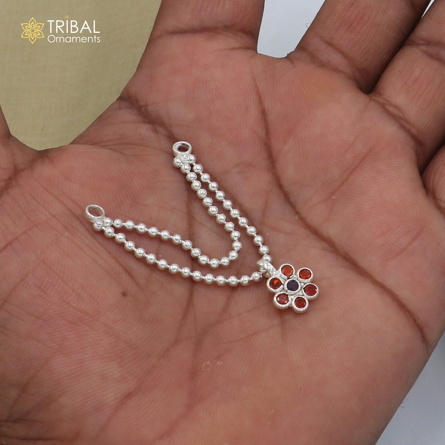 925 sterling silver 2 line beaded chain necklace for Lord Krishna Laddu Gopala jewelry set756