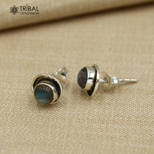 925 sterling silver gorgeous round labradorite stone stud earring best unisex jewelry s1411
