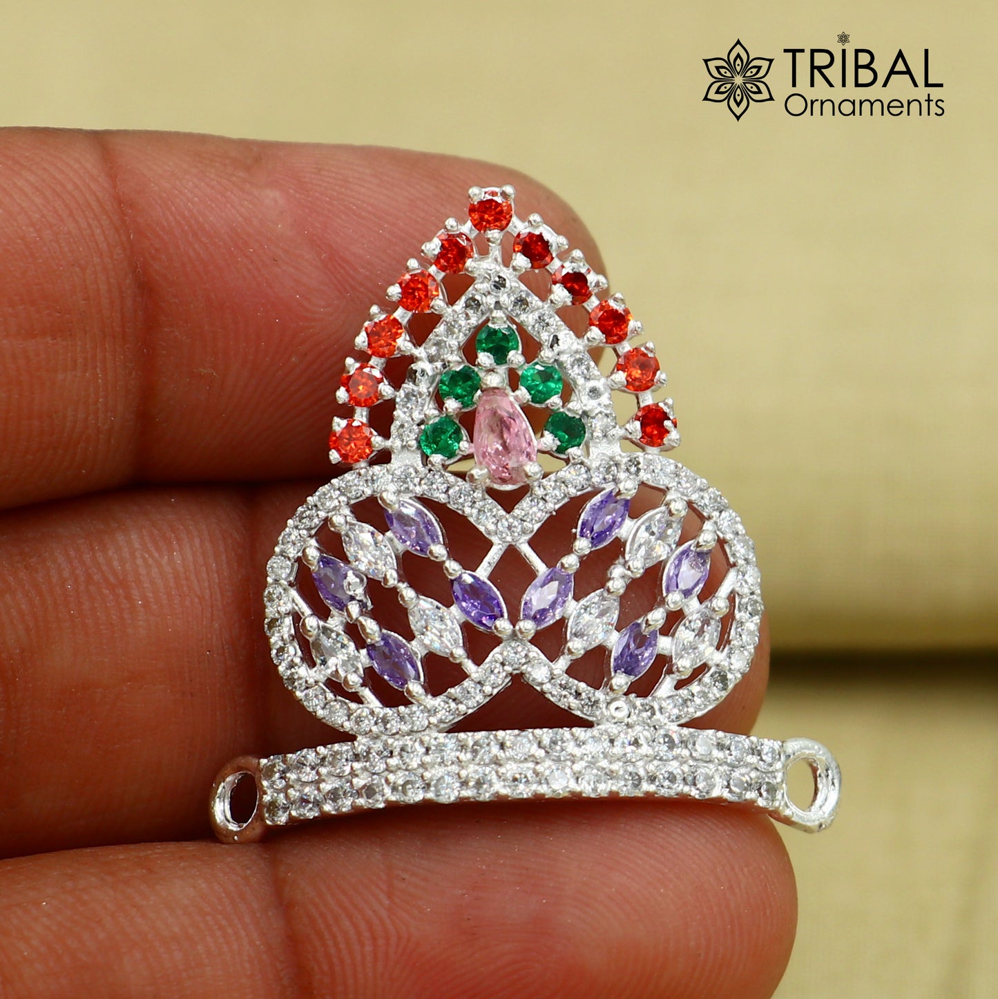 925 sterling silver antique stone design silver mukut (crown), amazing god crown temple god art sm57