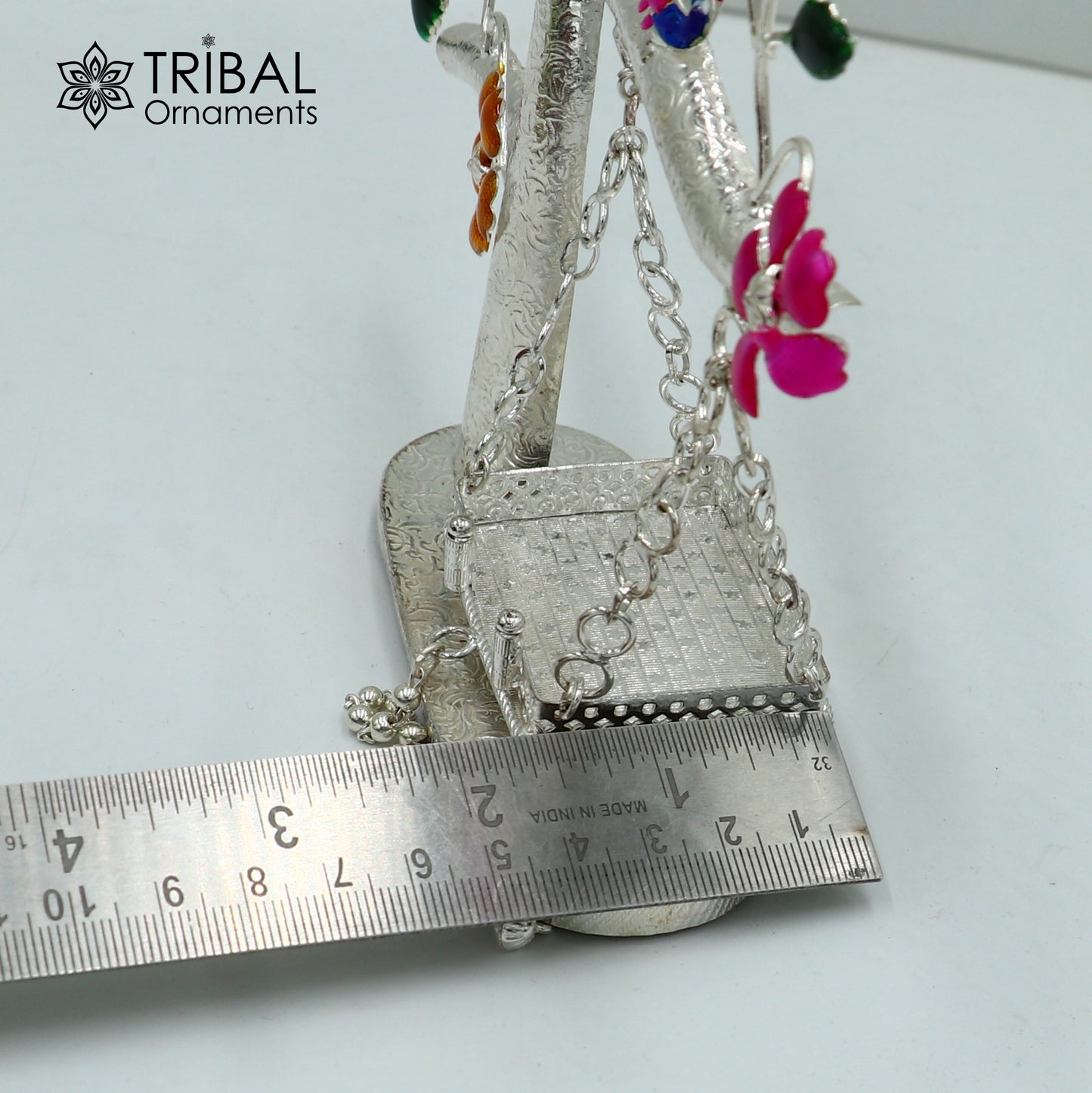 925 Sterling silver handmade laddu Gopala jhula, little Krishna swing on tree, child krishan Swing , silver jhula, laddu gopal jhula, su1051