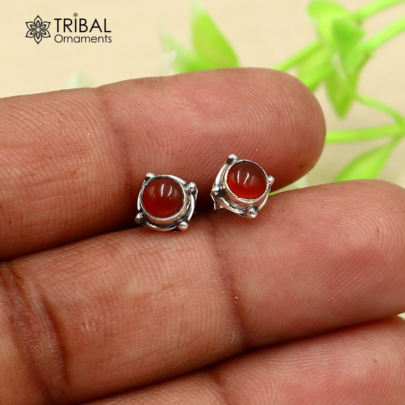925 sterling silver gorgeous round shape red carnelian stone stud earring best unisex jewelry s1415