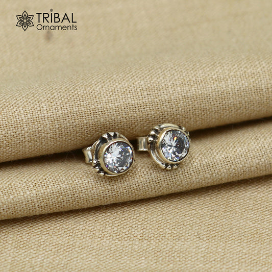 925 sterling silver gorgeous round shape white stone stud earring best unisex jewelry s1417