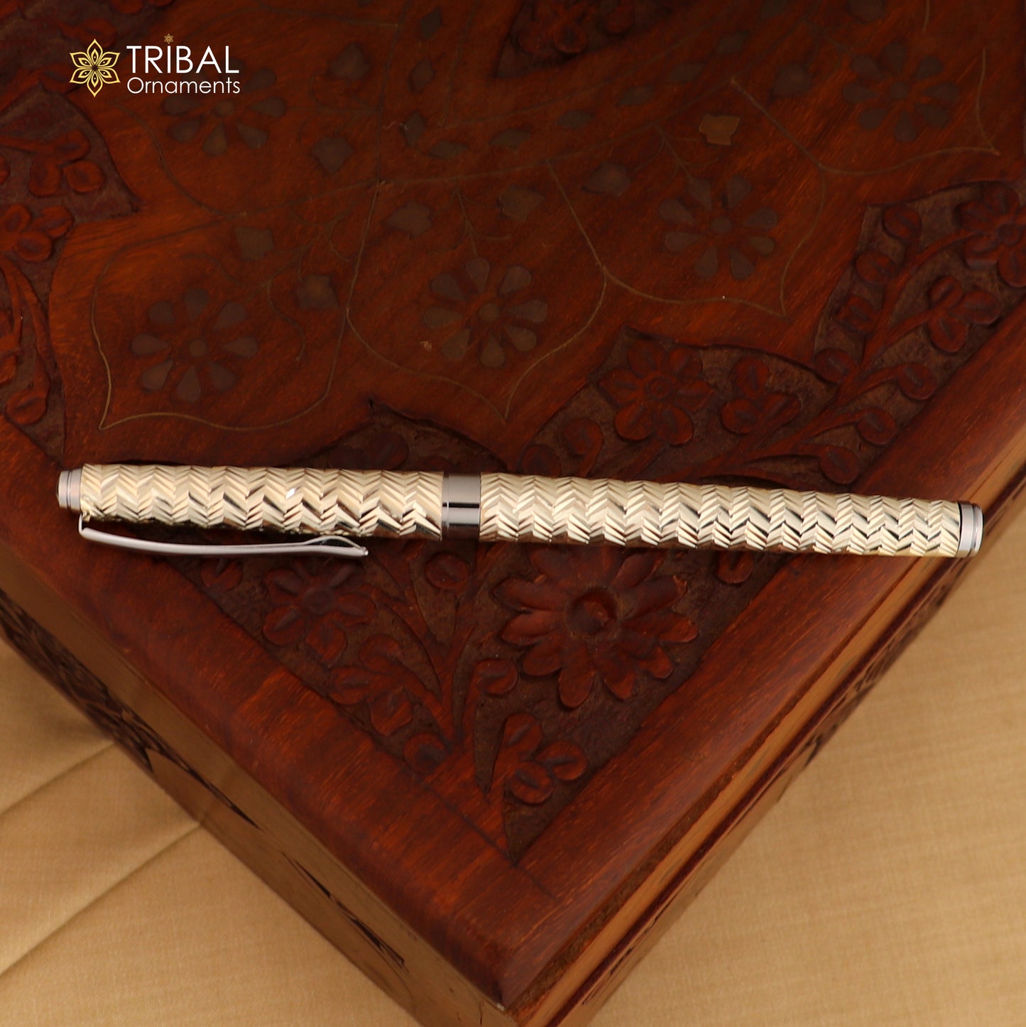 925 Sterling silver work writing ball pen, best silver gifting article from india art846