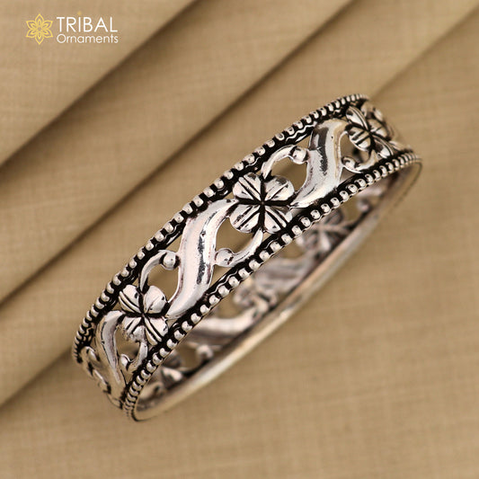 925 sterling silver Floral style bangle bracelet kada ethnic stylish tribal jewelry nba394