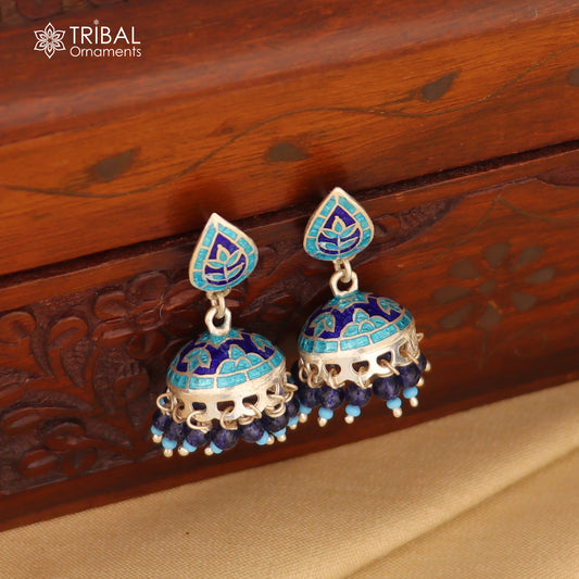 925 sterling silver stylish minakari design jumka earring er247