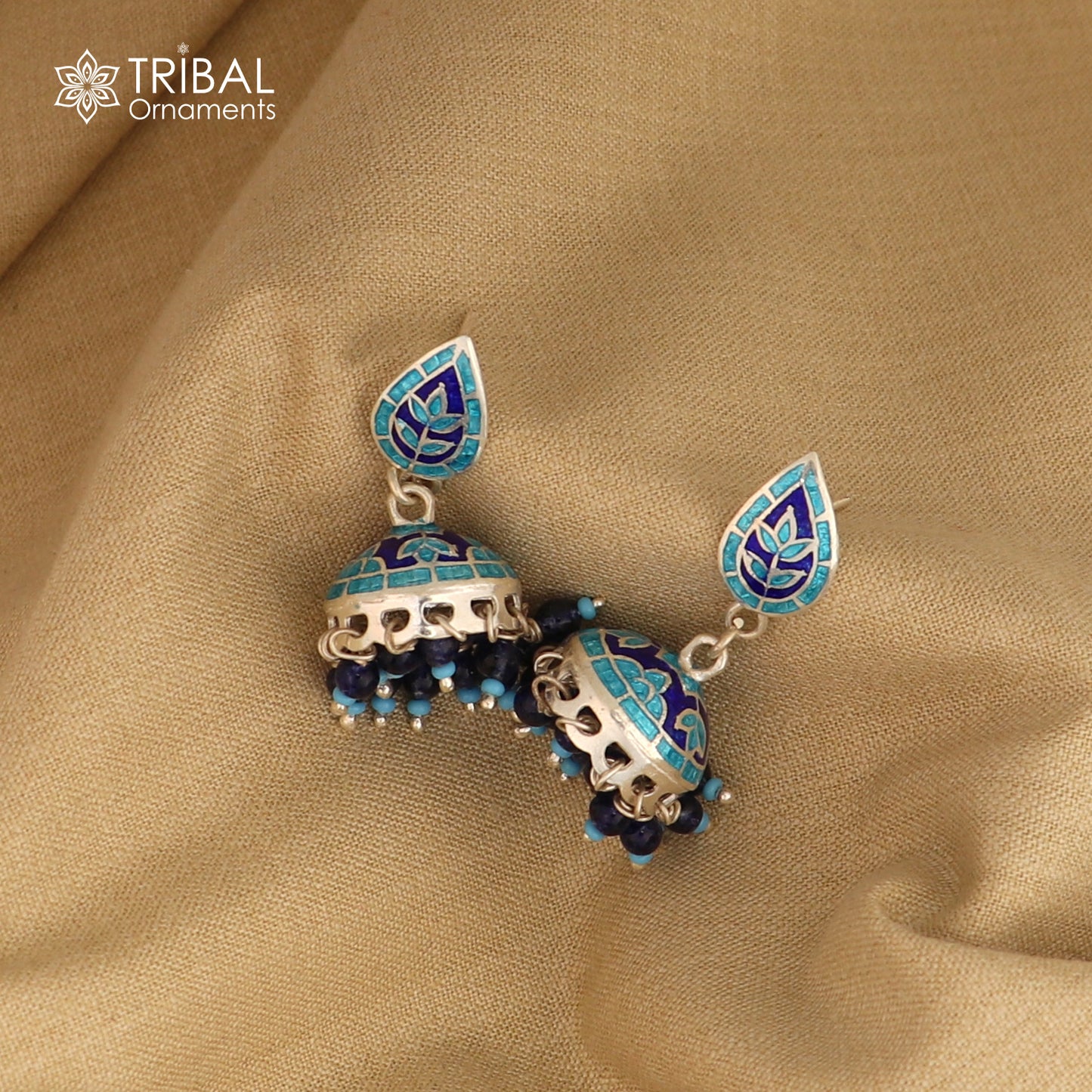 925 sterling silver stylish minakari design jumka earring er247