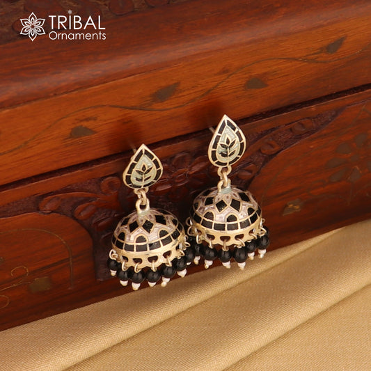 925 sterling silver stylish minakari design jumka earring er248