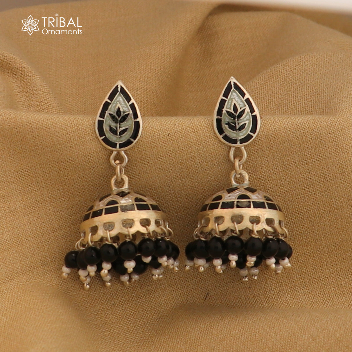 925 sterling silver stylish minakari design jumka earring er248