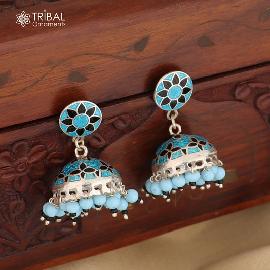 925 sterling silver stylish minakari design jumka earring er249