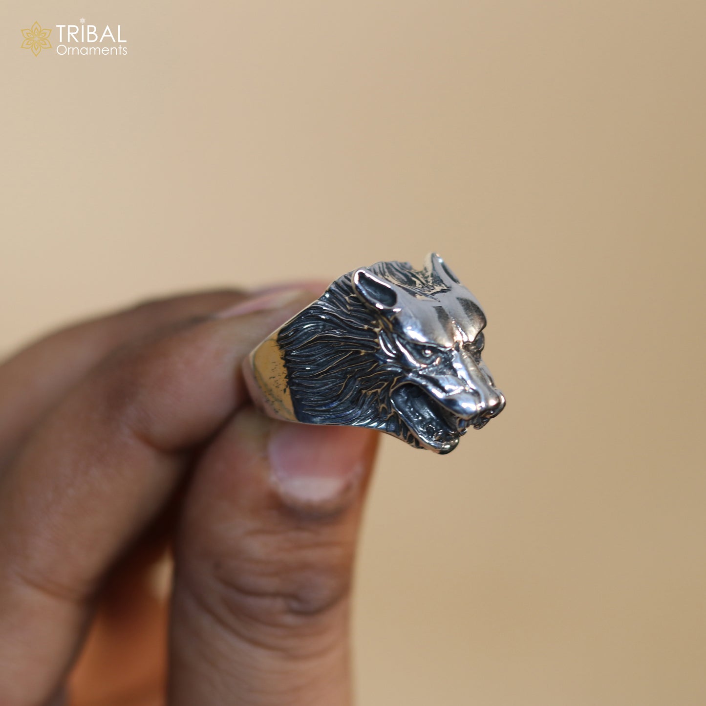 925 sterling silver lion face design ring men's Jewelry sr768 - TRIBAL ORNAMENTS