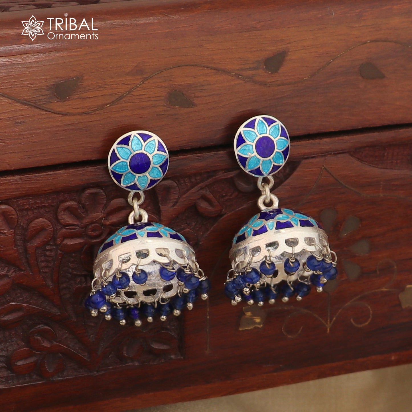 925 sterling silver stylish minakari design jumka earring er250